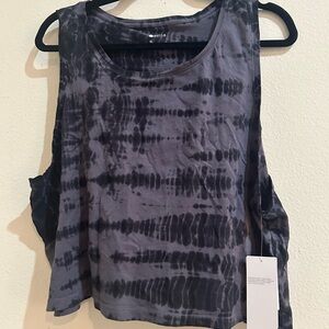 Zella Black Tie-Dye Cropped Tank Top